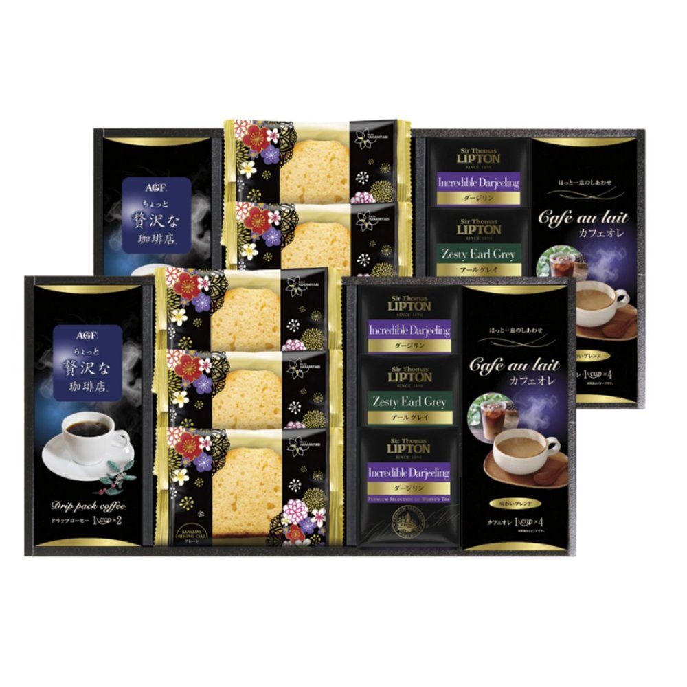 AGF リプトン 珈琲 紅茶 オリジナルケーキセット ギフト 計16点入 コーヒー 詰め合わせ 紅茶ティーバッグ スイーツ 個包装【沖縄県・離島 配送不可】