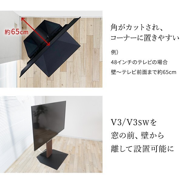 WALLインテリアテレビスタンドV3ハイタイプ専用 コーナー兼用自立ベース 幅76cm テレビ台 テレビスタンド TVスタンド 自立 コーナー 部品 カスタマイズ パーツ 配線カバー 配線隠し スチール製 WALLオプション 震度7耐震試験済 新生活