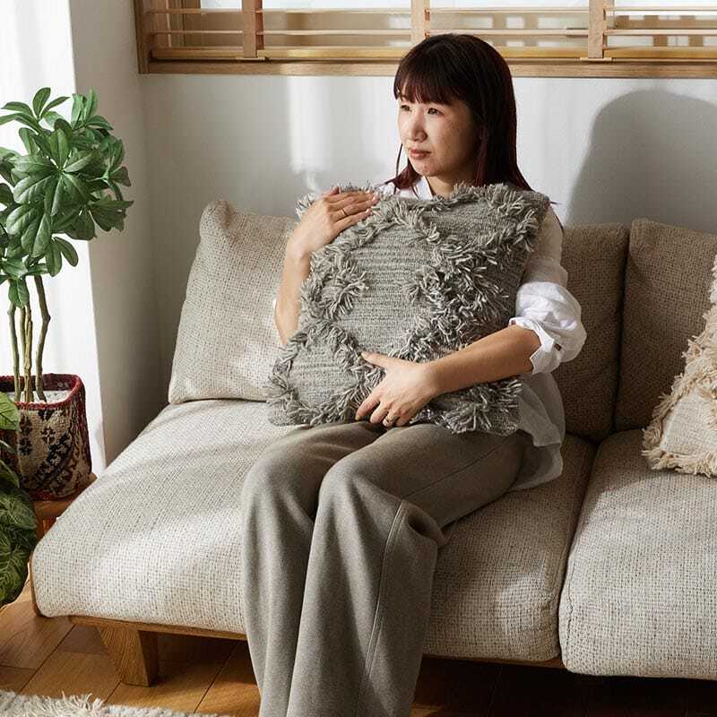 ベッド 寝具 クッションカバー 45×45cm ウール モロッカン かわいい オシャレ 綿 ベニワレン 韓国 北欧 グレー 正方形 カバー 座布団カバー