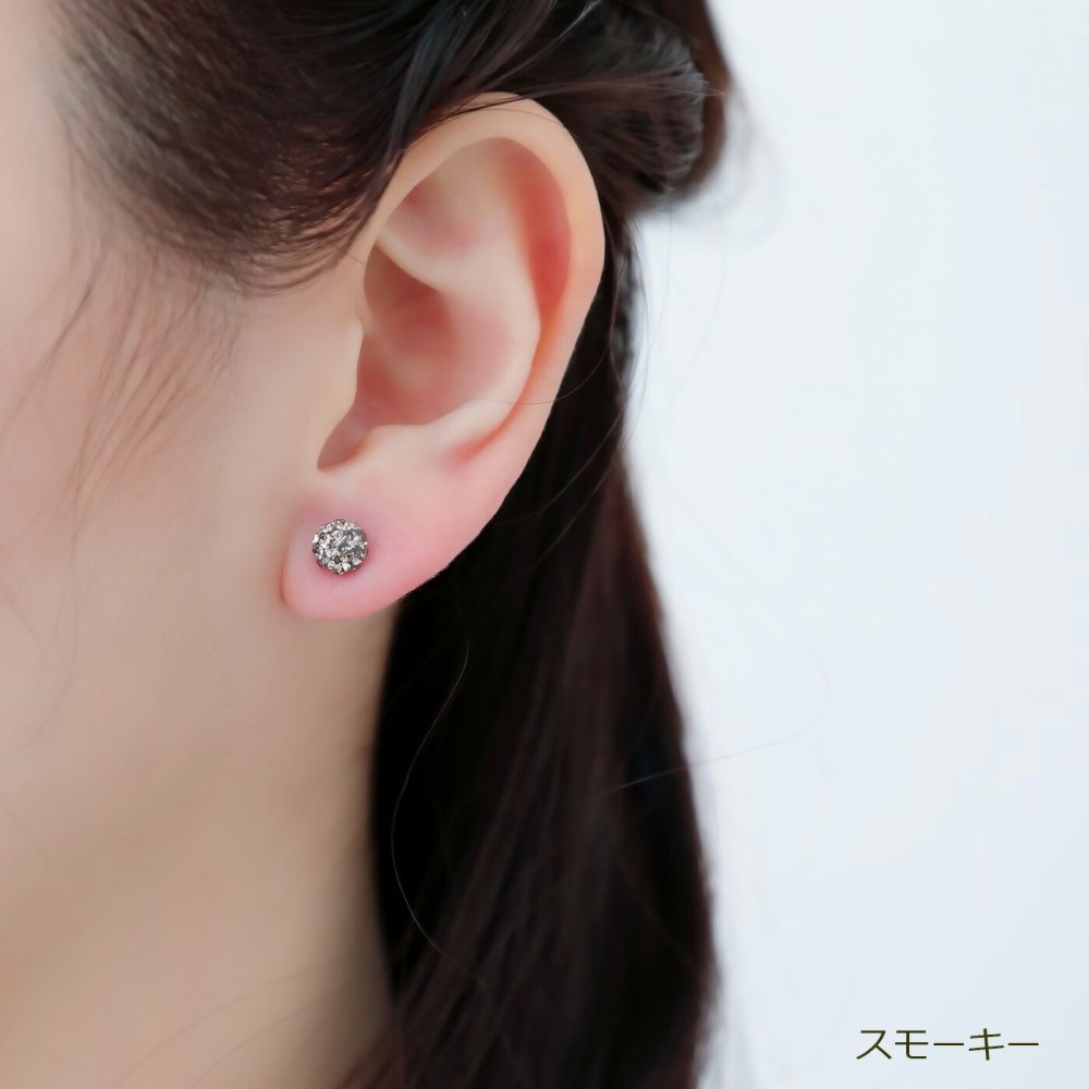 セカンドピアス チタン 純チタン 片耳 医療用 耳たぶ パヴェ クリスタルボール 6mm ピアス スタッド キャッチ 小さめ【全品1個ずつバラ売り】 プレゼント