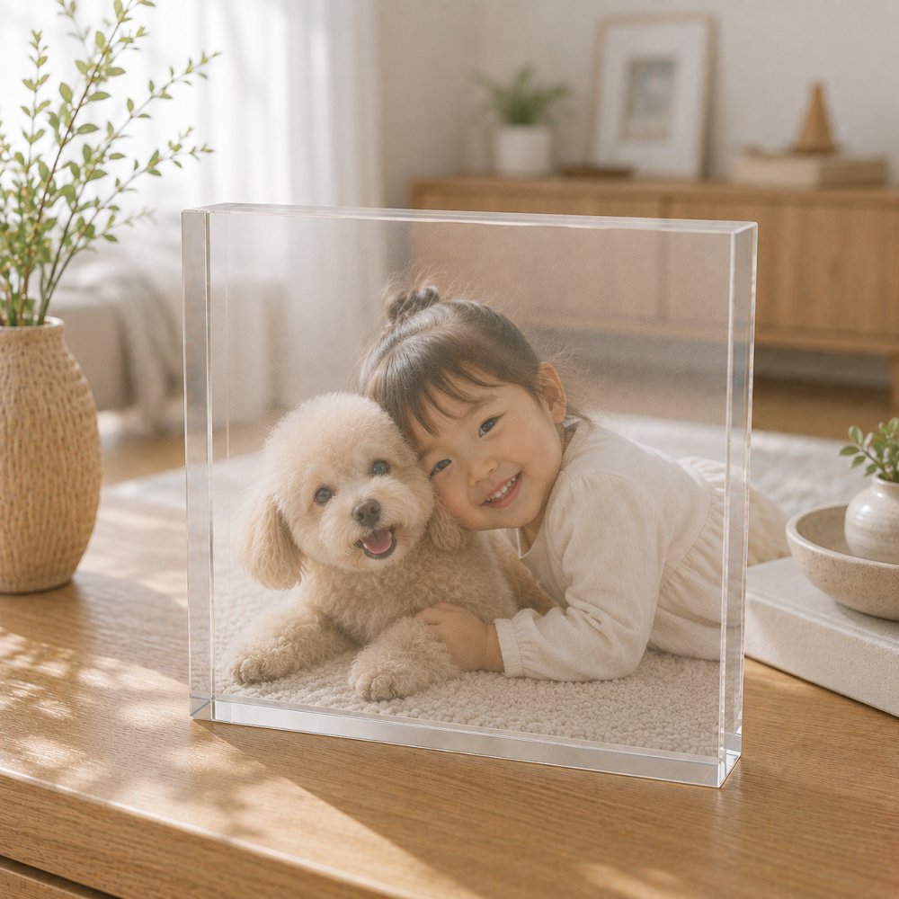 愛犬と子ども ガラスブロック ペット 家族写真 銀婚式 結婚記念日 フォトキューブ フォトブロック ギフト 敬老の日 孫 記念日 リビング 犬 思い出 記念写真 親孝行 三世代 名入れギフト 母の日 誕生日 写真入り フォトフレーム 両親 おしゃれ 成長記録 フォトギフト 記念 プレゼント 記念品 家族 オリジナル 金婚式 贈り物 感謝 父の日 オーダーメイド ディスプレイ サプライズ【c01】