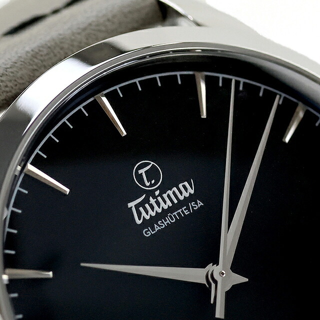 チュチマ フリーガー エアロクラブ クォーツ 電池式 腕時計 ブランド メンズ 革ベルト TUTIMA 6105-51 アナログ ブラック グレー 黒 ドイツ製