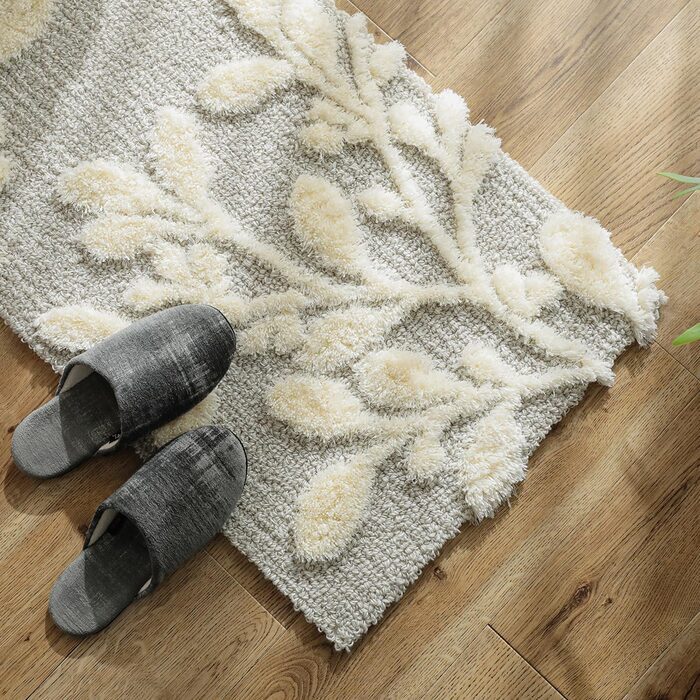 ラグ カーペット 45×60cm ガーデン 玄関マット キッチンマット 立体 手洗いOK すべり止め フック 日本製マット 新生活