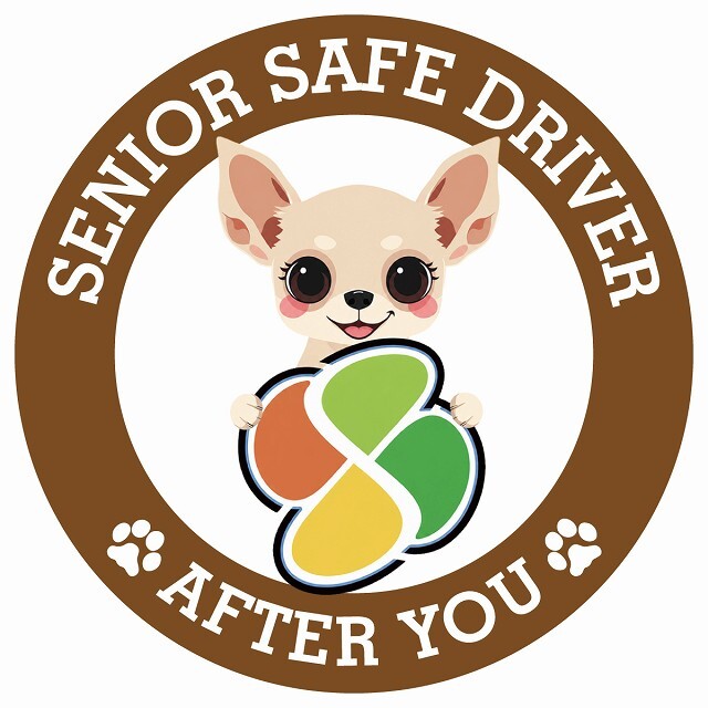 カーサイン 高齢者マーク SENIOR SAFE DRIVER チワックス ステッカー シール 直径13cm 肉球 日本製 車