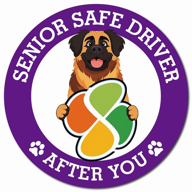 カーサイン 高齢者マーク SENIOR SAFE DRIVER レオンベルガー マグネット 強力 直径13cm 肉球 日本製 車 ステッカー