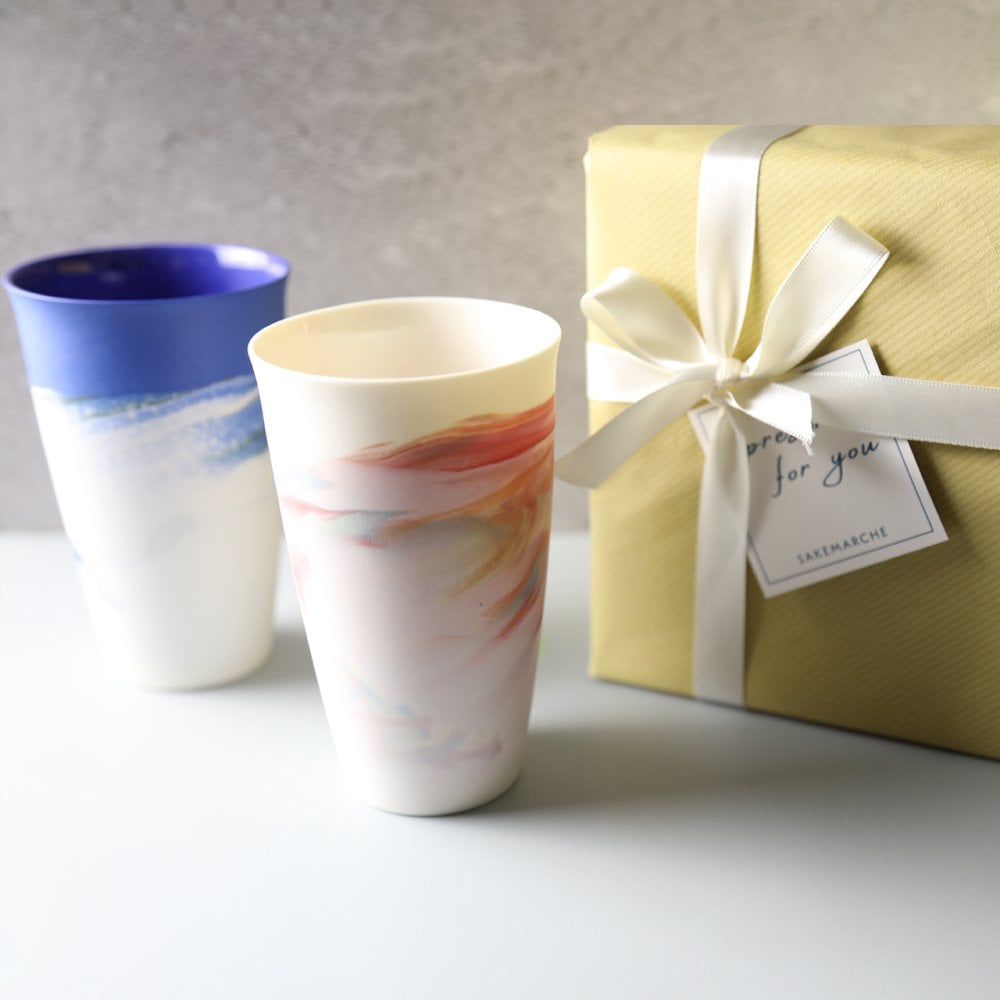 【手に馴染むうすはりグラス　セット　marble　300ml　北川和喜】　酒器 和食器 薄い ドリンクグラス 家飲み グッズ タンブラー おしゃれ ビアグラス ビール ギフト プレゼント 結婚祝い 引き出物 お祝い 内祝い 日本製 定番 人気