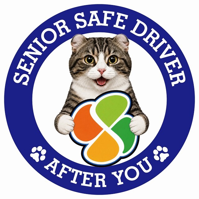 カーサイン 高齢者マーク SENIOR SAFE DRIVER キンカロー ステッカー シール 直径13cm 肉球 日本製 車