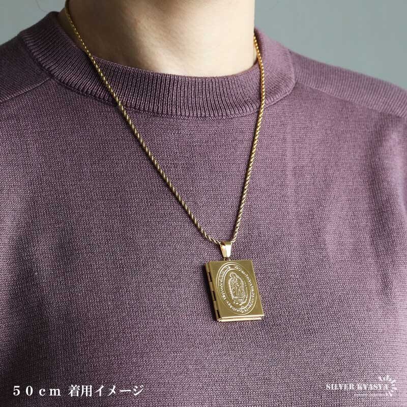 ステンレス ロケットネックレス ロケットペンダント マリアネックレス 写真 記念 思い出 ハワイアンネックレス ロープチェーン ゴールドネックレス 18KGP ピンク シルバー 聖母 男女兼用 金属アレルギー対応