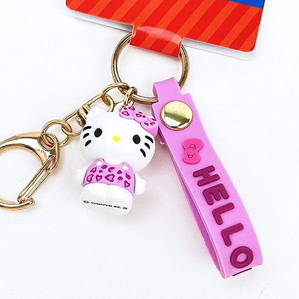 サンリオ ハローキティ マスコット付きキーホルダー ヒョウ柄 ピンク Sanrio