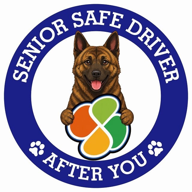 カーサイン 高齢者マーク SENIOR SAFE DRIVER 琉球犬 ステッカー シール 直径13cm 肉球 日本製 車