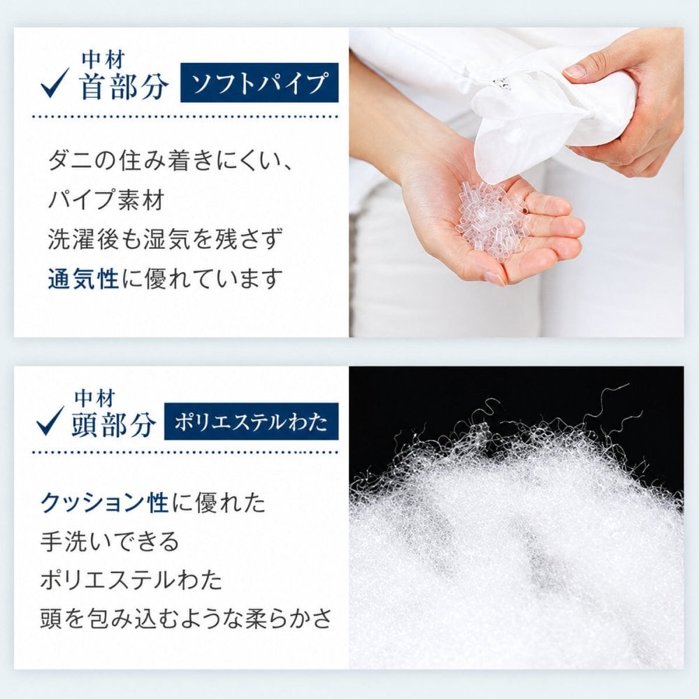 ネックフィット枕 小さめサイズ 約35×50cm まくら 日本製 パイプ枕 国産 寝具 快眠グッズ