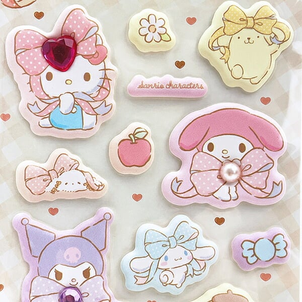 サンリオキャラクターズ ジュエルマシュマロシール お気に入りリボン 文具 Sanrio