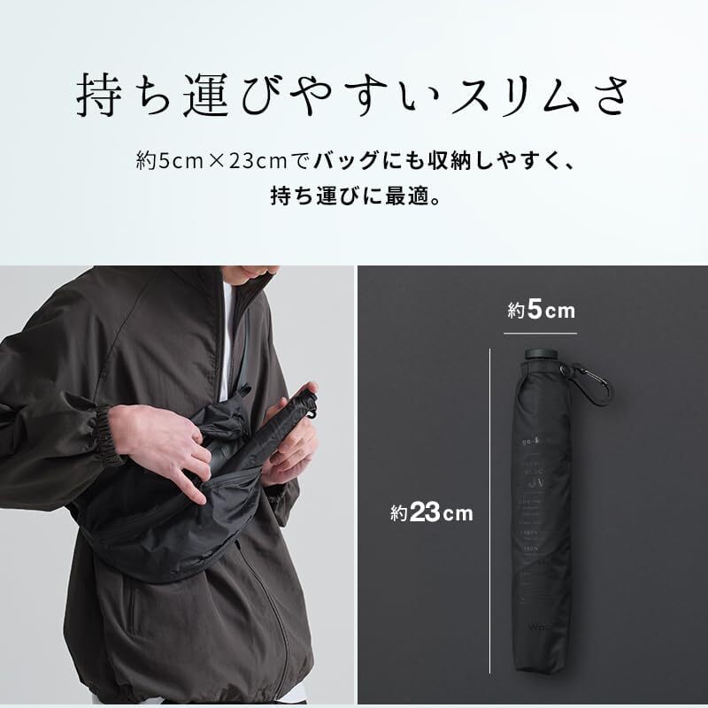 go-koh 遮光 超軽量 55cm ブラック 折りたたみ傘 Wpc. 定形外 送料無料 GO007-900-102 遮光率100% UVカット率100% UPF50＋ 遮熱 晴雨兼用 完全遮光 日傘 雨傘 傘 軽量