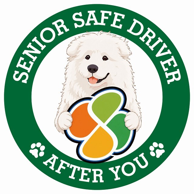 カーサイン 高齢者マーク SENIOR SAFE DRIVER マレンマシープドッグ ステッカー シール 直径13cm 肉球 日本製 車