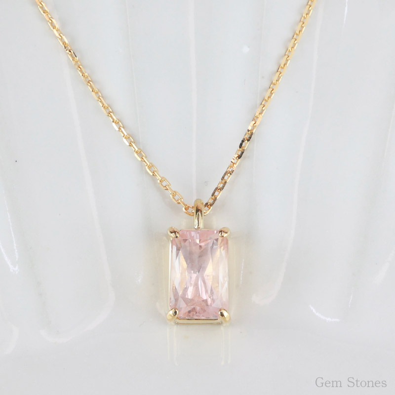  非加熱 ピーチサファイア　1.87ct ネックレス ペンダント 18金 K18 シンプル 一粒 一石 女性 プレゼント ギフト 誕生石 サファイア ピンク サファイアネックレス Drops