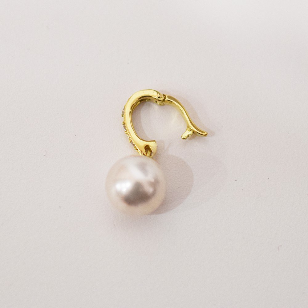 ［pearl581］8mm - 8.5mm ホワイトピンク クリッカー ペンダント ダイヤモンド付 あこや真珠