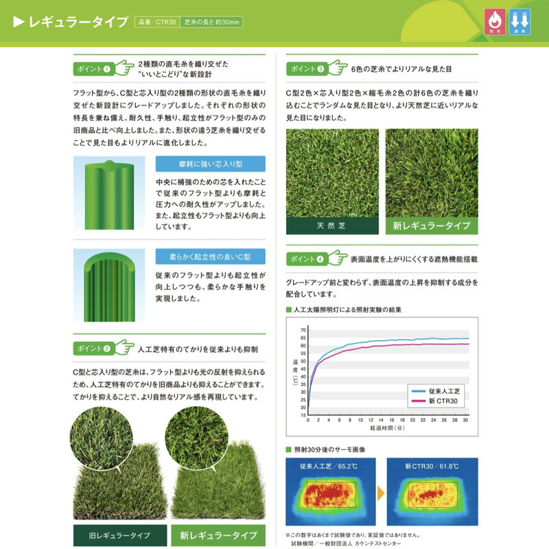 リアル人工芝 クローバーターフ レギュラータイプ 幅1m×長さ10m 芝丈30mm グリーンカラー 室内 水はけ 芝生マット 人工芝生 人工芝ロール 芝生 ロールタイプ 庭 ベランダ テラス バルコニー ガーデニング ガーデン 屋上緑化   雑草対策