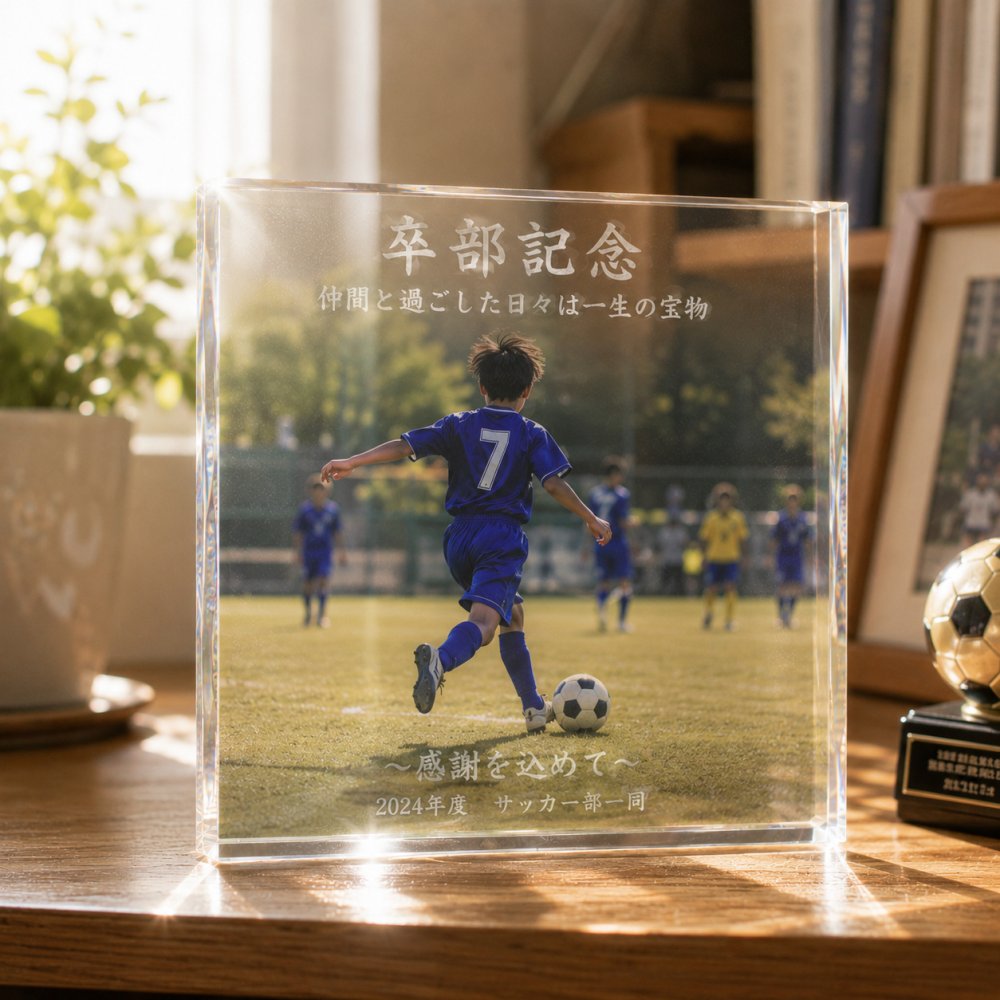 卒部記念 ガラスブロック サッカー 部活 記念品贈呈 フォトキューブ オーダーメイド 少年 フォトフレーム オリジナル ギフト 誕生日 コーチ 卒業式 思い出 バスケ 卒団記念品 卒団式 仲間 卒業記念 卒園記念品 記念品 おしゃれ 恩師 名入れ プレゼント サプライズ 記念日 置き物 監督 感謝 部活動 部活引退 写真立て 後輩 スポーツ 先生 引退 卒団 野球 クリスタル 先輩 写真【c01】