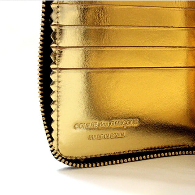 コムデギャルソン COMME DES GARCONS 二つ折り財布 二折財布 ラウンドファスナー SA2100MI メンズ レディース MILLOR INSIDE ブラック ゴールド