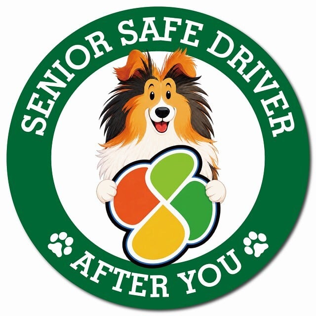 カーサイン 高齢者マーク SENIOR SAFE DRIVER シェットランドシープドッグ マグネット 強力 直径13cm 肉球 日本製 車 ステッカー