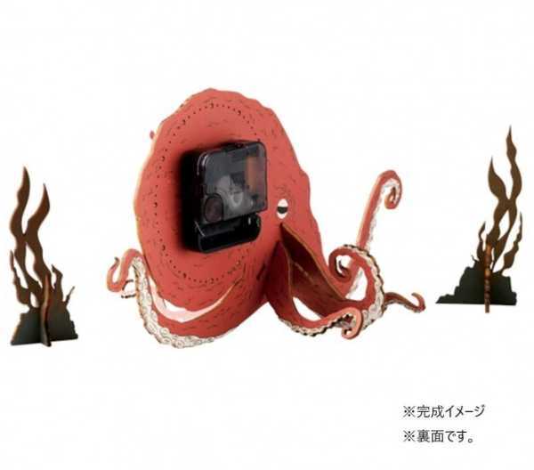 クロックパズル ミズダコ 木製 組立式 時計 インテリア 置時計 工作キット 知育玩具 雑貨 おしゃれ 動物モチーフ プレゼント ギフト 子供 大人 W24-0036 セトクラフト