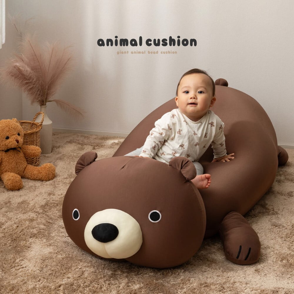 ペット家具 ペット用品 ビーズクッション アニマルクッション 約130×60×50cm 特大 巨大 大きい 大きめ くま クマ ねこ ネコ 黒猫 動物