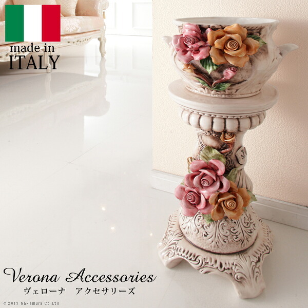 イタリア 家具 ヨーロピアン ヴェローナクラシック 陶製コラムポット  鉢植え 玄関 ヨーロッパ家具 クラシック 輸入家具 アンティーク風 イタリア製 おしゃれ 高級感 エレガント リモート テレワーク 在宅