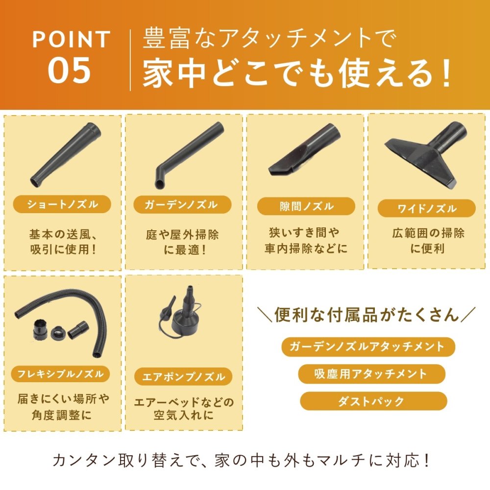 充電式ブロワー ファミラ コードレス 2WAY ブロワー 予備バッテリー付き バキューム 最大風速30m/s 送風 吸塵 集じん 落ち葉 掃除 洗車 水滴飛ばし DIY ガーデン 庭 ベランダ 21V 軽量 ノズル付き エアポンプ ダストパック 家庭用 父 ご両親 敬老の日 プレゼント ギフト