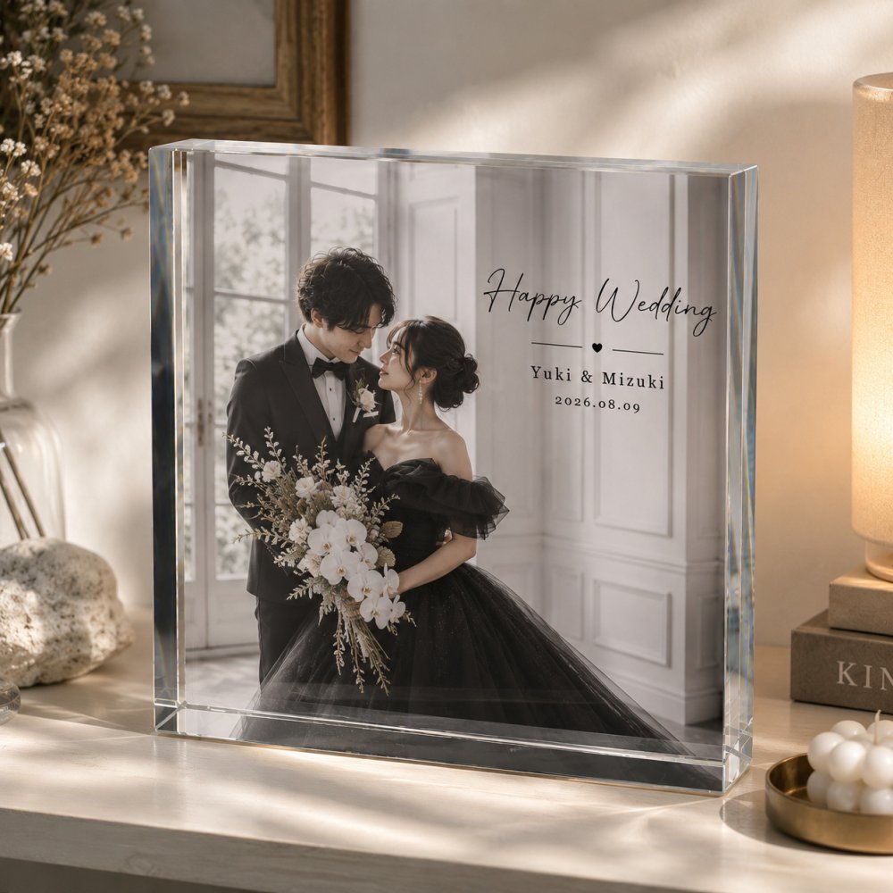 ウェディングフォト ガラスブロック ブラックドレス 結婚式 名入れ 写真入り 結婚記念 贈り物 会場装飾 プレゼント 演出 ギフト 写真 結婚祝い 記念品 おしゃれ ウェルカムボード 誕生日 二次会 写真立て フォトフレーム 高級 ゲスト 結婚式当日 オーダーメイド 結婚祝いギフト 花嫁 オリジナル サプライズ 門出 飾り付け 記念日 フォトキューブ ウェルカムスペース 入籍祝い 感謝【c01】