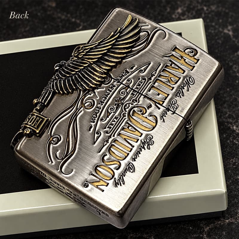 ジッポライター ハーレーダビッドソン ZIPPO かっこいい アンティーク シルバー＆ゴールド 金銀 古美仕上げ 3面メタル 鷲 日本国内限定モデル メンズ ギフト
