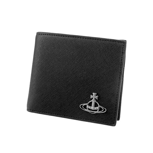 ヴィヴィアン ウエストウッド 二つ折り財布 二折財布 コンパクト メンズ ブランド Vivienne Westwood ロゴ 5115002PM S0021 N401 BLACK ビビアン