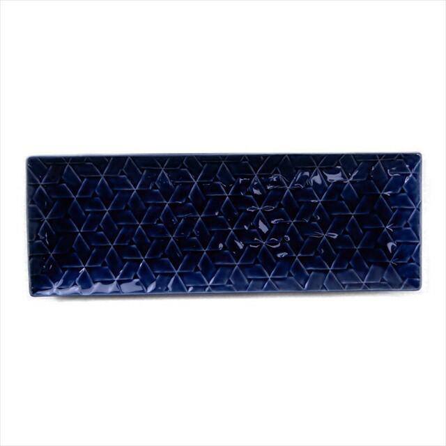 旅籠 長角皿 藍 31×11cm 380g ネイビー 長角 プレート 網代 刺身皿 角皿 ホームパーティー おしゃれ インスタ映え 皿 食器 陶器 日本製 美濃焼 和食器 小田陶器 食洗器対応 ギフトカード対応