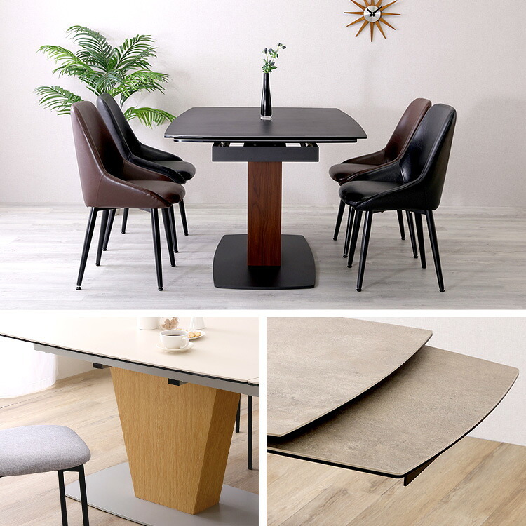 ダイニング家具 ダイニングテーブル 幅140cm 単品 セラミック アイアン 食卓テーブル 4人掛け 4人用 ブラック 黒 石目調 石目 テーブルのみ モダン シンプル おしゃれ 木製 食卓 テーブル単品