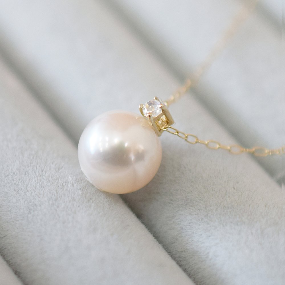 ［pearl602］8mm - 8.5mm ホワイトピンク ペンダント ネックレス 6月 誕生石 ムーンストーン あこや真珠