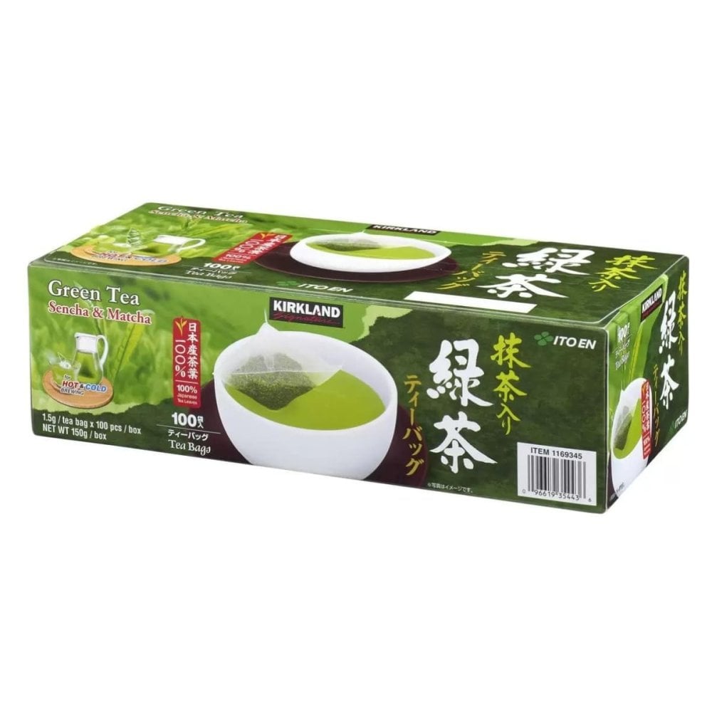 カークランドシグネチャー 伊藤園 緑茶 ( 抹茶入り緑茶 ティーバッグ ) 日本産茶葉100% ナイロンフィルター ×100袋 お湯なら30秒 水出しなら3分 日本製 #979855 自宅 オフィス 寒い日はホットで。食事やおやつのお供に。[賞味期限2027.1.15]