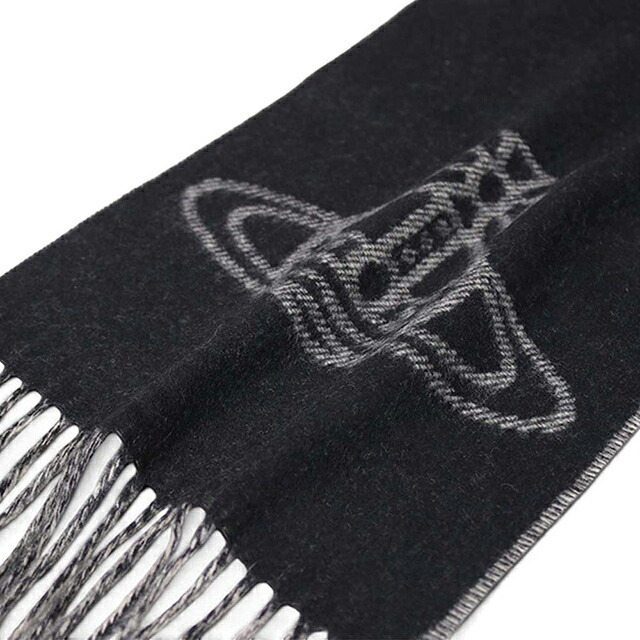 ヴィヴィアン ウエストウッド マフラー メンズ レディース ブランド Vivienne Westwood ロゴ W01MK-N402 BLACK WHITE ビビアン