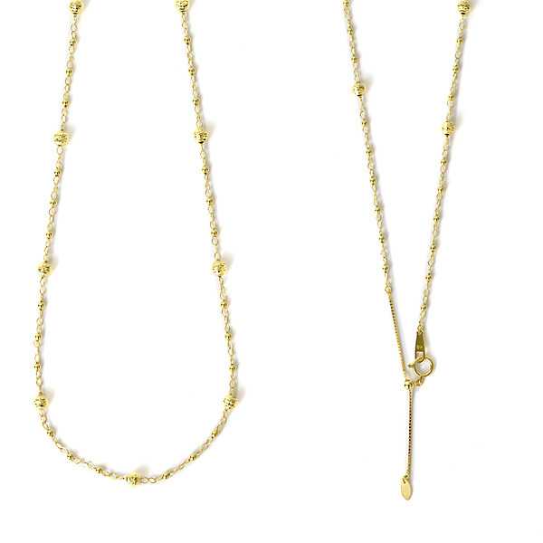 k18 ステーション ネックレス k18 ネックレス 18金 ネックレス レディース ミラーボール ステーション デザイン ネックレス 約45cm スライド式長さ調節可 40cm + 5cmアジャスターチェーン 18k チェーン 18金 ゴールド チェーン 地金 レディース ステーション アクセサリー