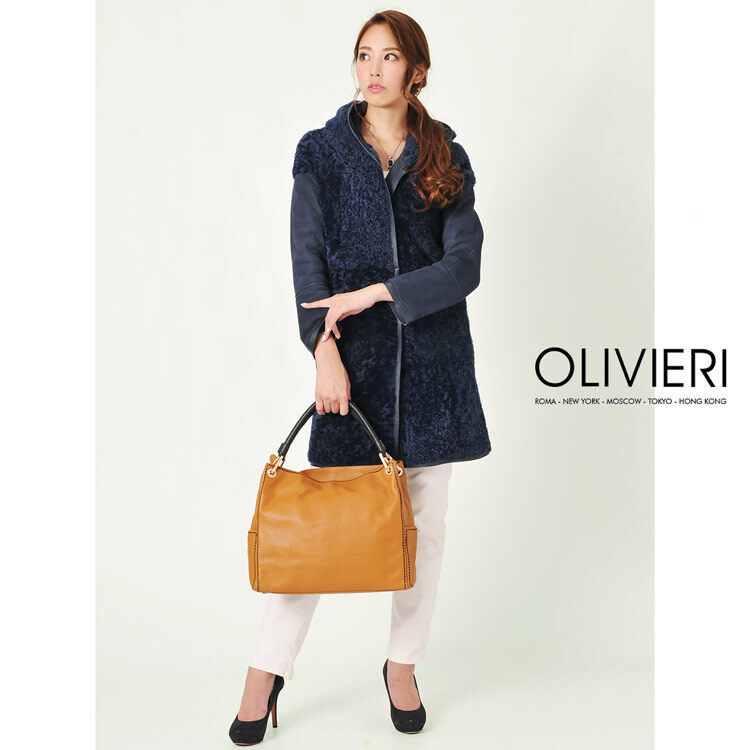 OLIVIERI/オリヴィエリ シェアード ムートン ロング コート ダブルフェイス フード付き イタリア製/レディース 毛皮 ファー ロングコート アウター 秋 冬 ギフト プレゼント 7F (01000692r)