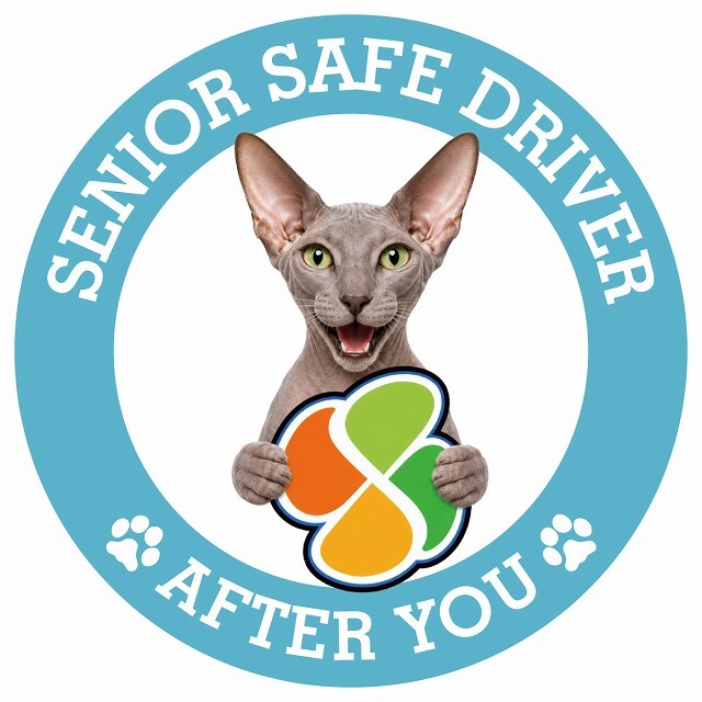 カーサイン 高齢者マーク SENIOR SAFE DRIVER ピーターボールド ステッカー シール 直径13cm 肉球 日本製 車