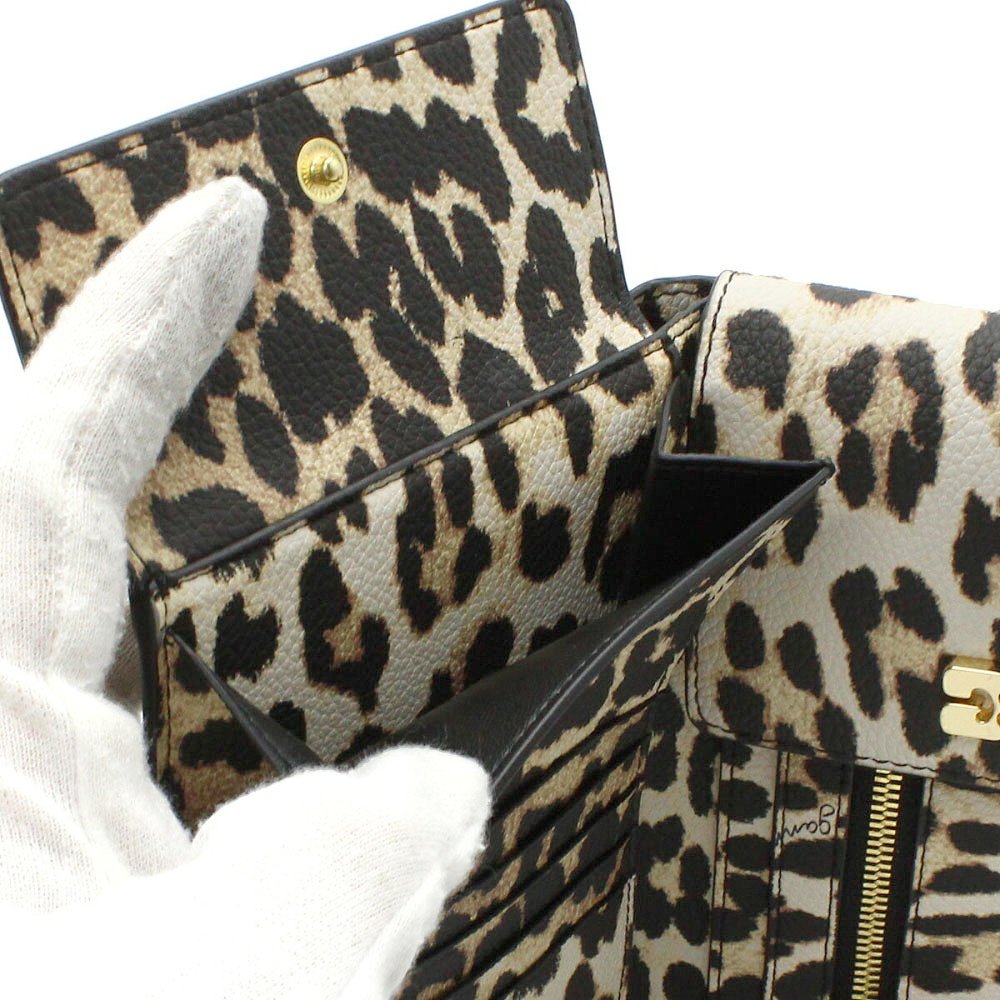 ガニー GANNI 財布 小銭入れ付き 二つ折り財布 B3010041-859 Bou Travel Wallet レディース アーモンドミルク（レオパード）海外正規品