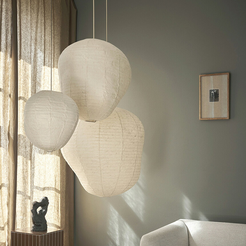 ferm LIVING ファームリビング Kurbis カービス ランプシェード S 高さ40cm (シェードのみ） 引っ掛けシーリング北欧 ランプシェード 天井照明 ペンダントライト シェードのみ 和紙 和モダン シェード 1灯