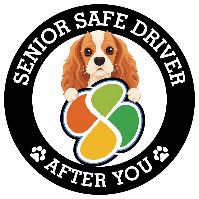 カーサイン 高齢者マーク SENIOR SAFE DRIVER イングリッシュコッカースパニエル ステッカー シール 直径13cm 肉球 日本製 車