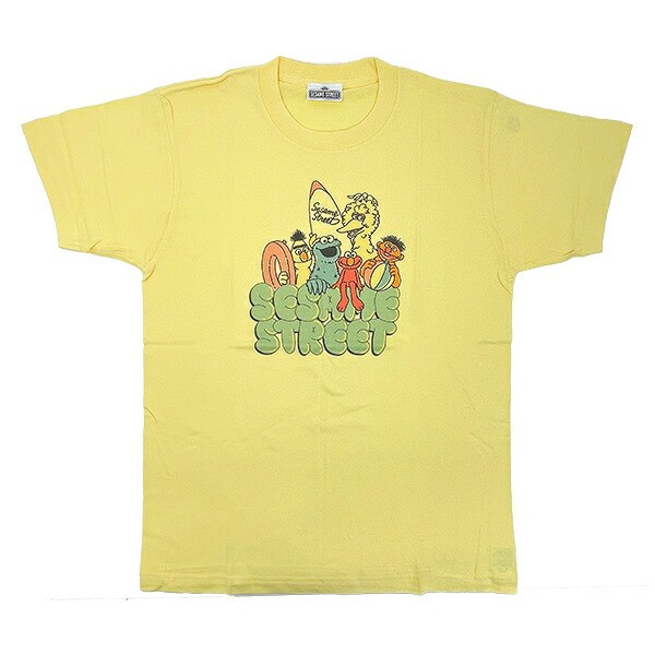 セサミストリート 集合 ユニセックスTシャツ(S) ライトイエロー アパレル