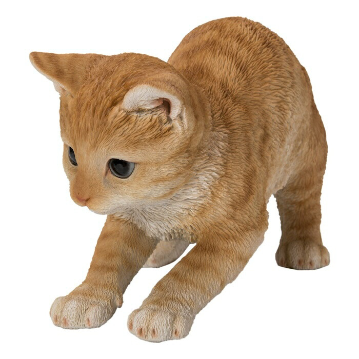 置物 猫 走り出す茶トラ猫 幅20.5cm woobia ウービア リアル かわいい おしゃれ 玄関 インテリア オブジェ ガーデン 茶トラ ねこ ネコ 動物 アニマル 癒し 棚 北欧 リビング プレゼント ギフト 新築祝い 猫好き ねこグッズ