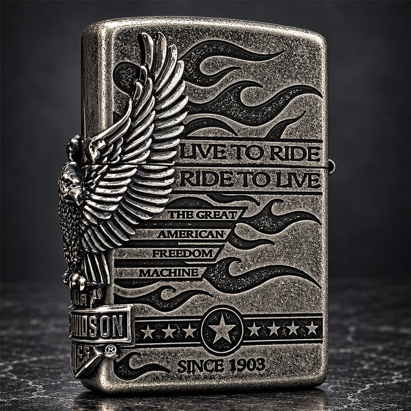 ZIPPO ハーレー ダビッドソン ジッポ ライター アンティークシルバー 銀古美 3面大型メタル 鷲 HARLEY-DAVIDSON 日本国内限定モデル かっこいい メンズ ギフト
