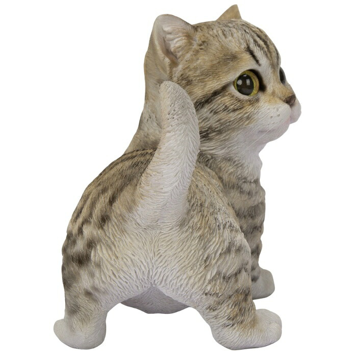 置物 猫 右向きマンチカン 茶黒 幅14cm woobia ウービア リアル かわいい おしゃれ 玄関 インテリア オブジェ ガーデン マンチカン キジトラ ねこ ネコ 動物 アニマル 癒し 棚 北欧 リビング プレゼント ギフト 新築祝い 猫好き