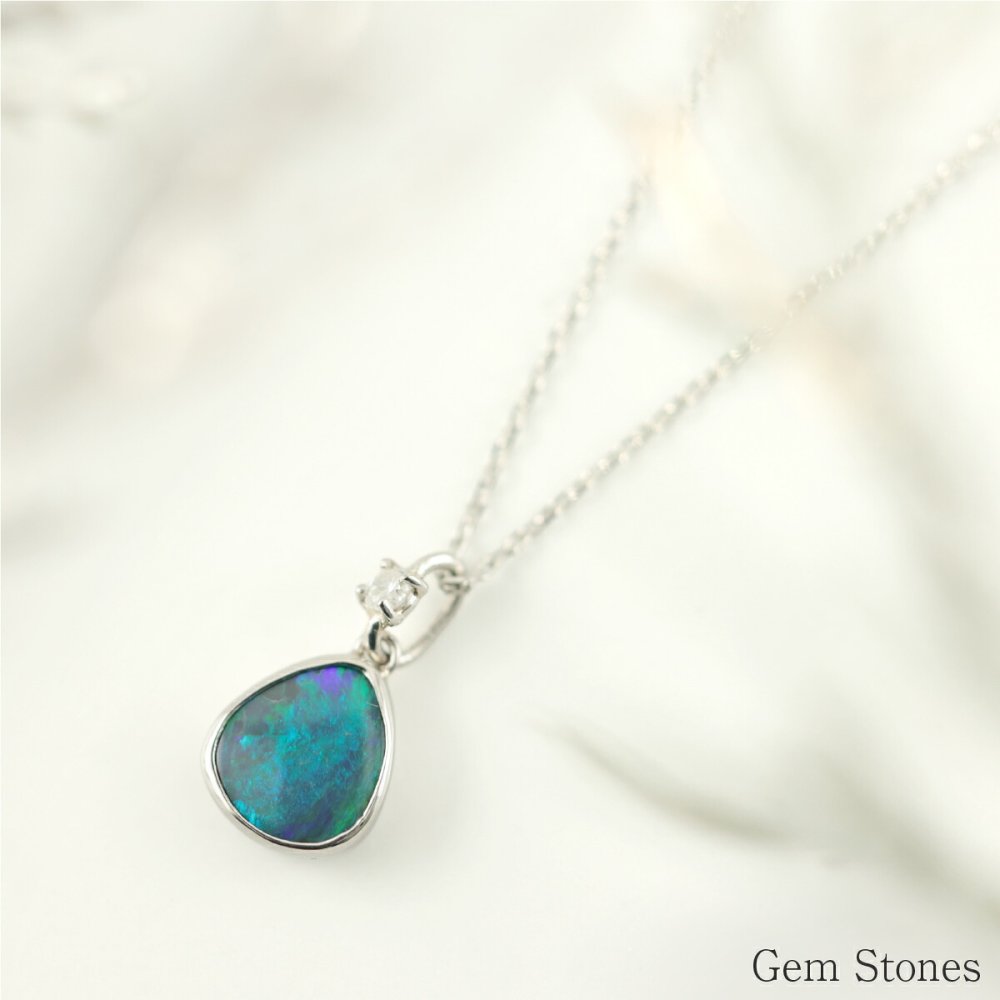 上質 ブラックオパール ネックレス 0.988ct ダイヤモンド プラチナ Pt900 ペンダント シンプル エレガント 上品 レディース 宝石 ダイヤ 一粒 一石 ジュエリー 10月 誕生石 プレゼント