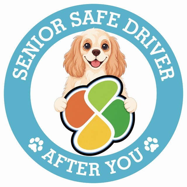 カーサイン 高齢者マーク SENIOR SAFE DRIVER アメリカンコッカースパニエル ステッカー シール 直径13cm 肉球 日本製 車