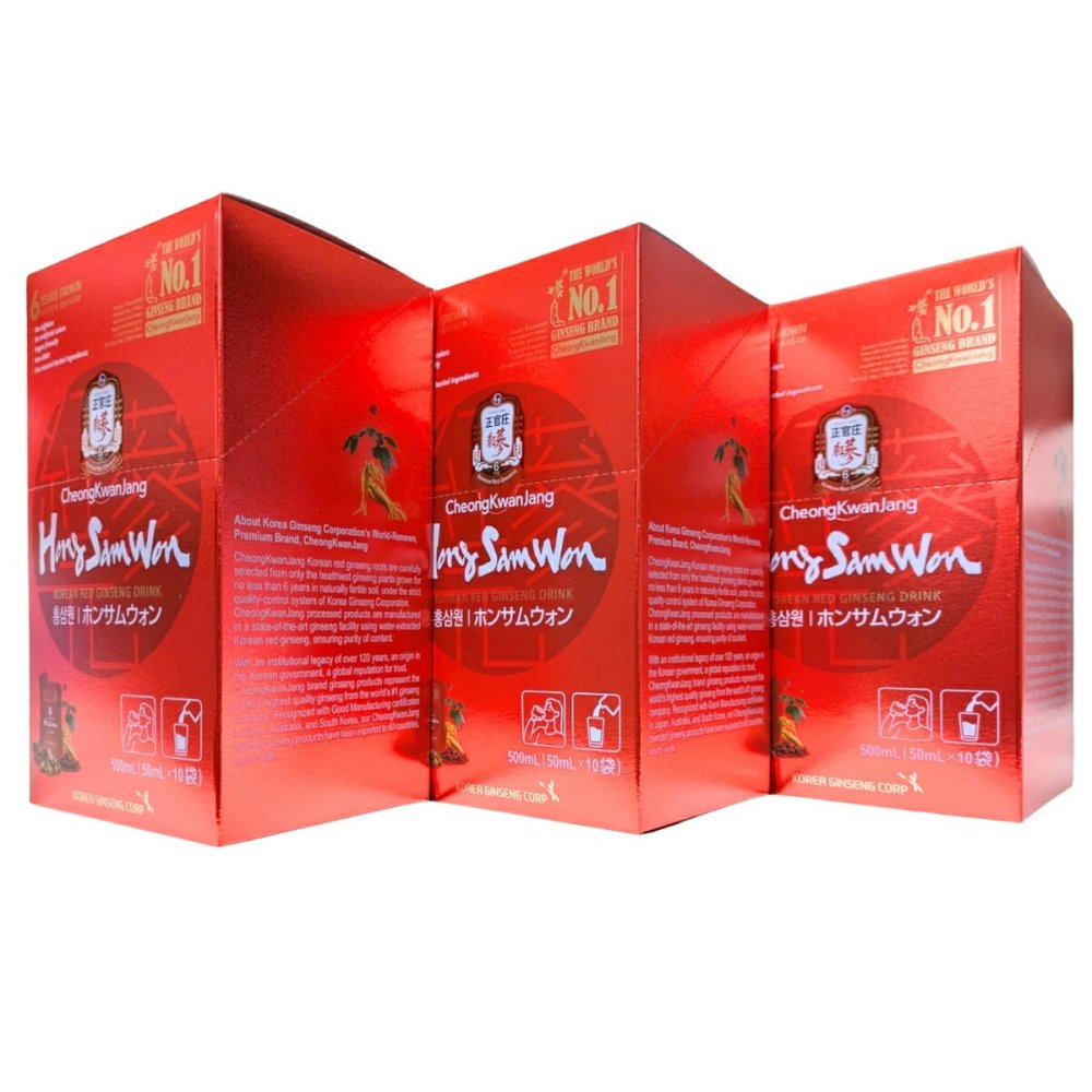 ホンサムウォン　正官庄　紅蔘元　ドリンク　50ml×30袋　コンパクト　高麗紅蔘エキス（1袋あたり約180 mg）ナツメ、ショウガ、シナモン、クコをブレンド【輸入者：株式会社韓国人公社ジャパン】