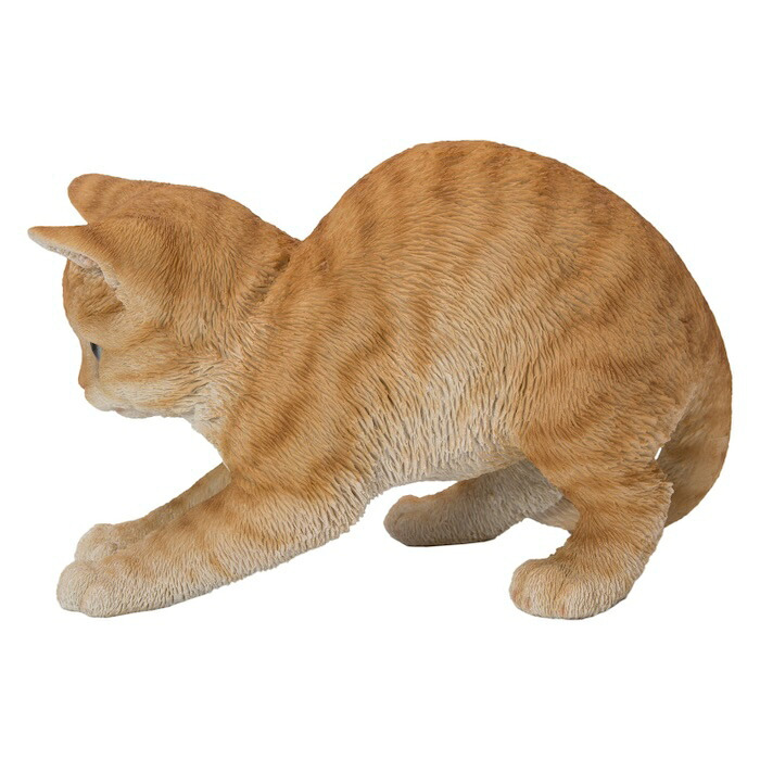 置物 猫 走り出す茶トラ猫 幅20.5cm woobia ウービア リアル かわいい おしゃれ 玄関 インテリア オブジェ ガーデン 茶トラ ねこ ネコ 動物 アニマル 癒し 棚 北欧 リビング プレゼント ギフト 新築祝い 猫好き ねこグッズ